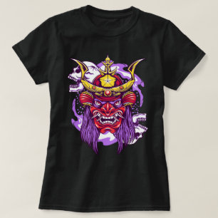 Camiseta Máscara de Oni y cráneo