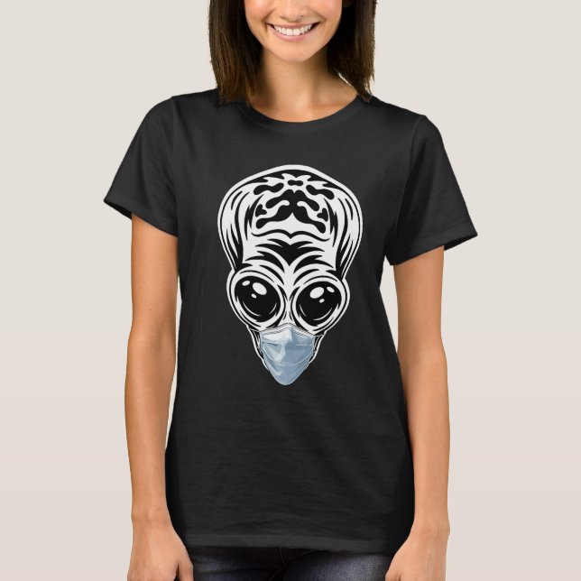 Camiseta Máscara de OVNI de cabeza alienígena Creo que OVNI (Anverso)