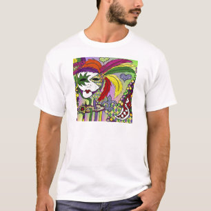 Camiseta Máscara de plumas de Mardi Gras psicodélico