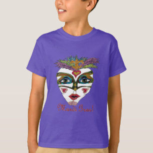 Camiseta Máscara de plumas de Purpurina del Mardi Gras colo