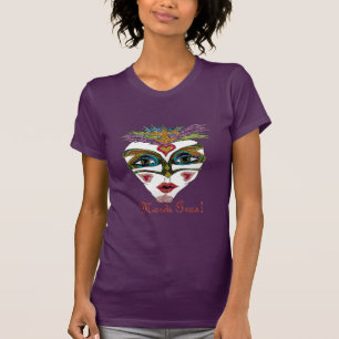 Camiseta Máscara de plumas de Purpurina del Mardi Gras colo