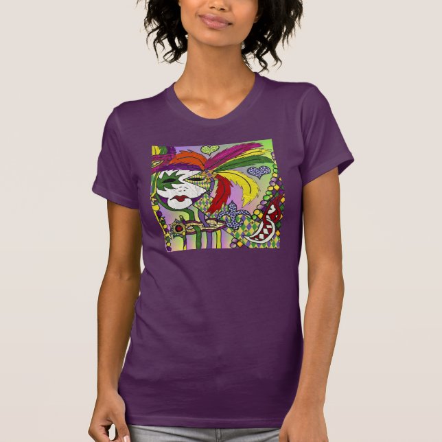 Camiseta Máscara de plumas del Mardi Gras psicodélico (Anverso)