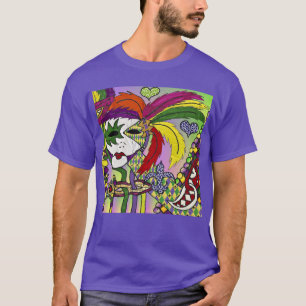 Camiseta Máscara de plumas del Mardi Gras psicodélico