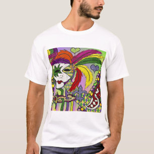 Camiseta Máscara de plumas del Mardi Gras psicodélico