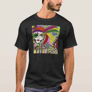 Camiseta Máscara de plumas del Mardi Gras psicodélico