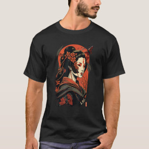 Camiseta Máscara de samurái geisha tradicional espada japon