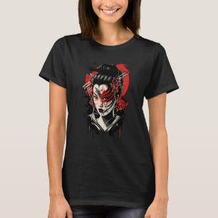 Camiseta Máscara de samurái geisha tradicional espada japon