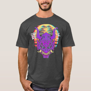 Camiseta Máscara De Samurai Retro Sythwave Con Árbol Bons