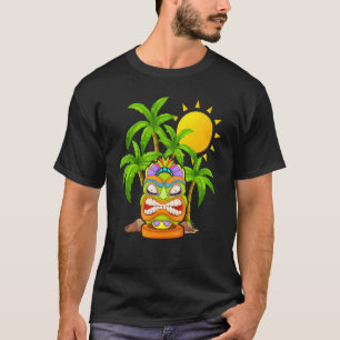 Camiseta Máscara de Tiki Palm Trees Polinesias Lua Tótem Ha