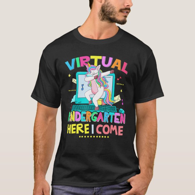 Camiseta Máscara de Unicornio Dabbbing de Kindergarten Virt (Anverso)