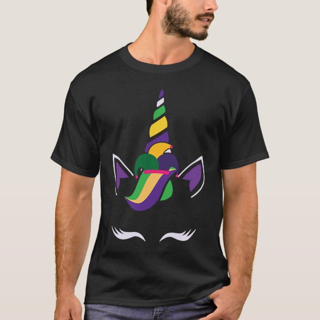 Camiseta Máscara de unicornio Mardi Gras Carnaval Disfraces (Anverso)