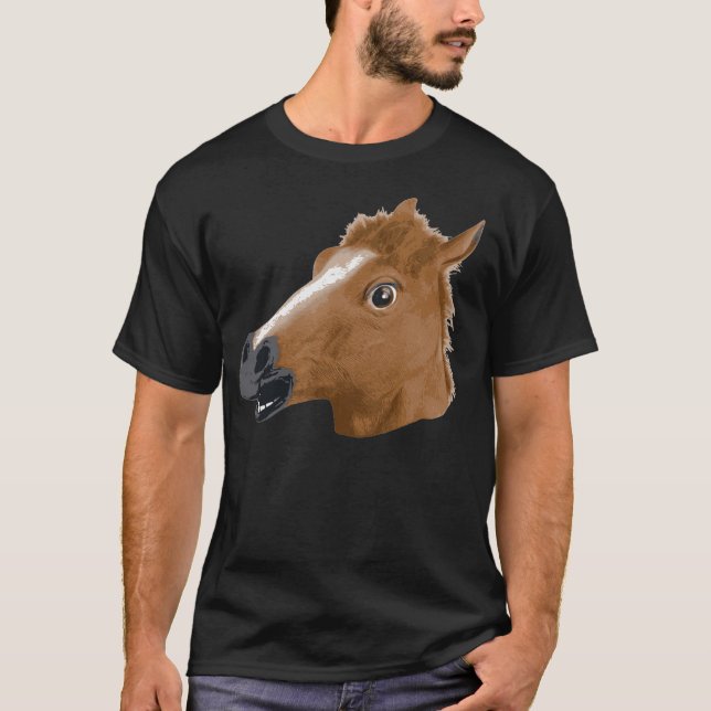 Camiseta Máscara espeluznante de la cabeza de caballo (Anverso)