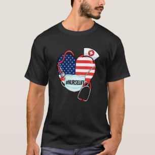 Camiseta Máscara Facial de la Bandera del Corazón Americano