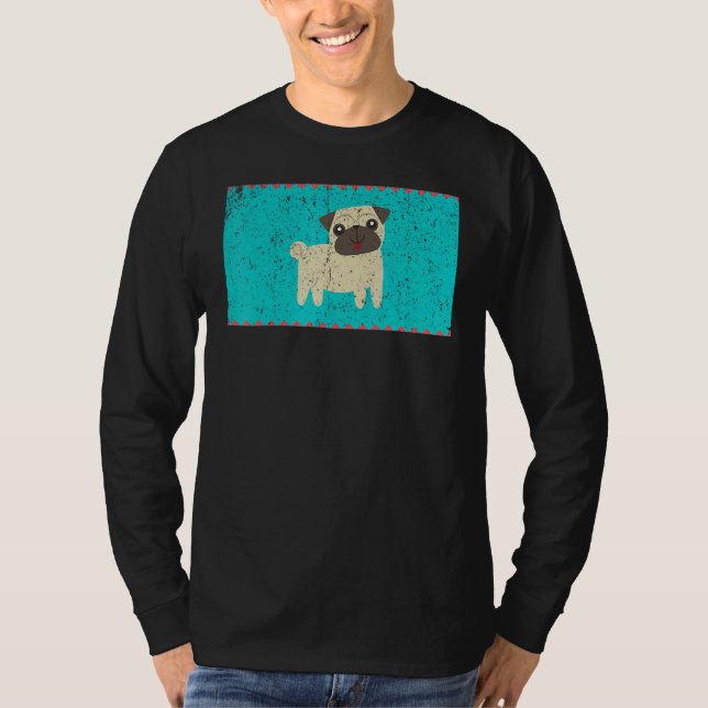 Camiseta Máscara facial de pug feliz vintage (Anverso)