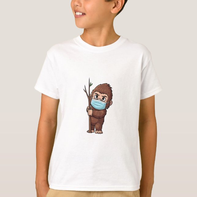 Camiseta Máscara facial de Sasquatch tímido para niños (Anverso)