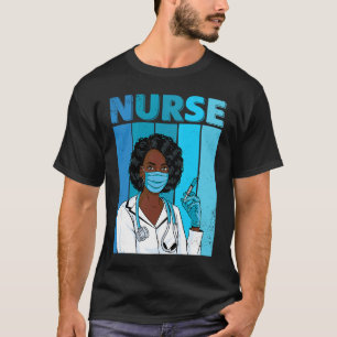 Camiseta Máscara facial de uniforme de enfermera negra Afro