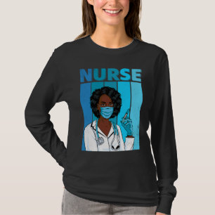 Camiseta Máscara facial de uniforme de enfermera negra Afro