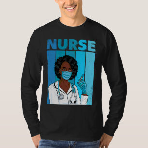 Camiseta Máscara facial de uniforme de enfermera negra Afro