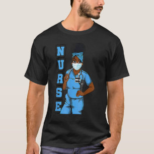 Camiseta Máscara facial de uniforme de enfermera negra Afro