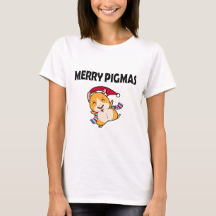 Camiseta Máscara Facial Merry Pigmas Cuy Divertido Navidad
