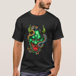 Camiseta Máscara Hannya Demon japonesa con serpiente