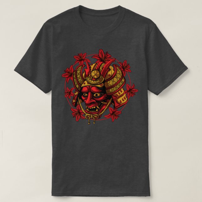 Camiseta Máscara Hanya Samurai Oni, cara de arte demon Hara (Diseño del anverso)