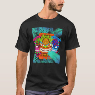 Camiseta Máscara hawaiana de Tiki Luau Fiesta Estatua Polin