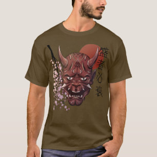 Camiseta Mascara japonesa de Oni Demon Kanji Samurai Oni