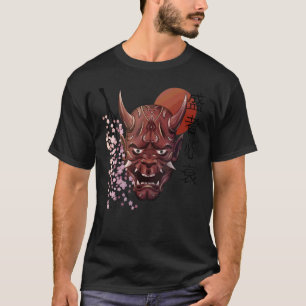 Camiseta Mascara japonesa de Oni Demon Kanji Samurai Oni