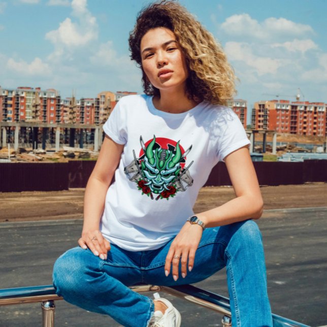 Camiseta Máscara Kabuki Oni y cráneo (Subido por el creador)