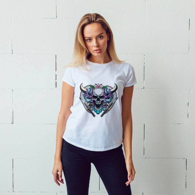 Camiseta Máscara Kabuki Oni y cráneo (Subido por el creador)
