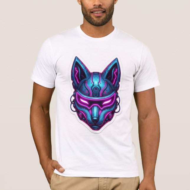 Camiseta Máscara Kitsune Cyberpunk (Anverso)