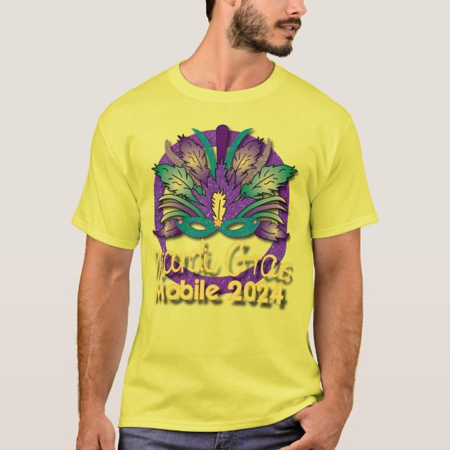 Camiseta Máscara Mardi Gras 2024 - Móvil, AL (Anverso)