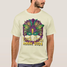 Camiseta Máscara Mardi Gras 2024 - Móvil, AL (blan
