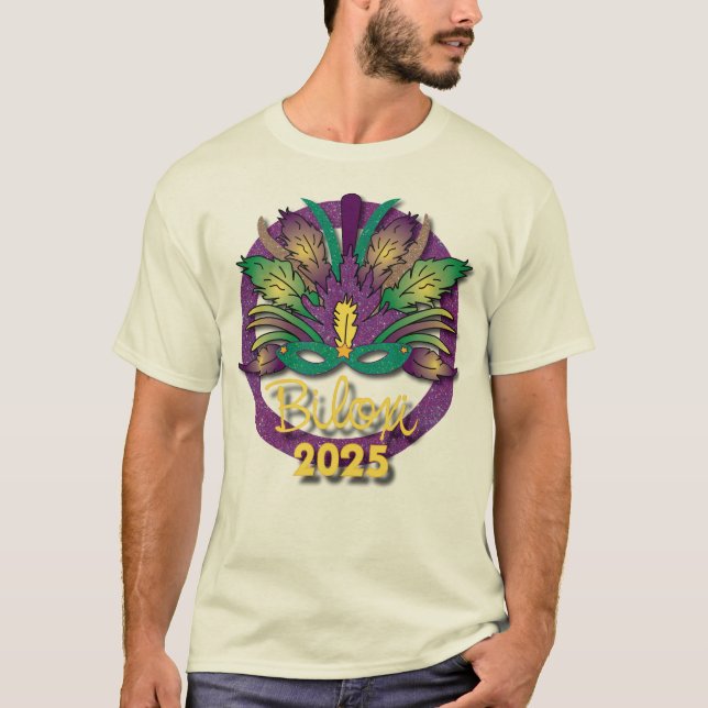 Camiseta Máscara Mardi Gras 2025 - Biloxi, MS (bla (Anverso)