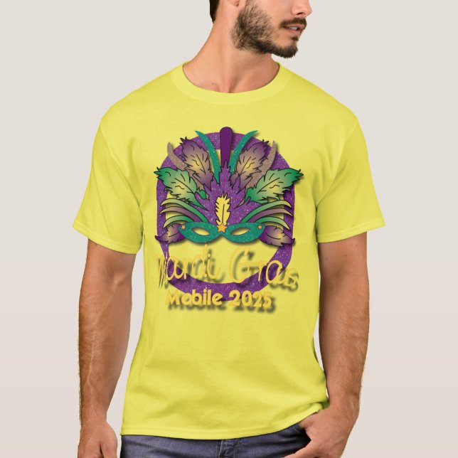 Camiseta Máscara Mardi Gras 2025 - Móvil, AL (Anverso)