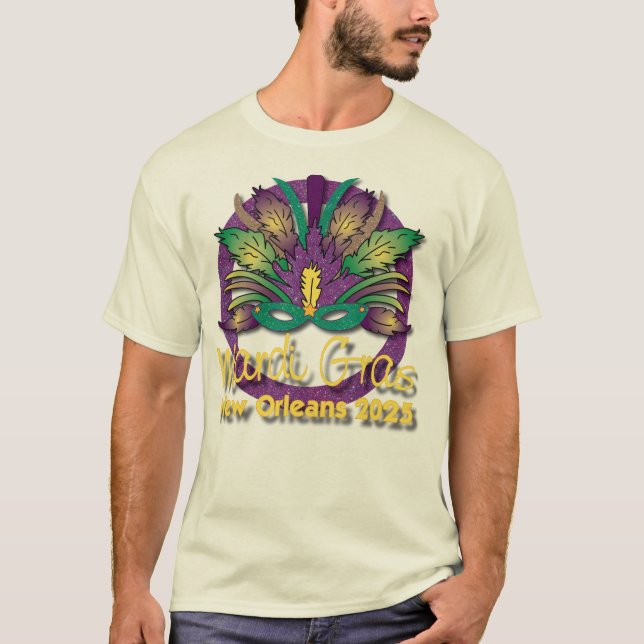 Camiseta Máscara Mardi Gras 2025 - Nueva Orleans (Anverso)