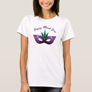 Camiseta Máscara Morado Verde Parkolas Feliz Mardi Gras