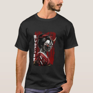 Camiseta Máscara Noh Geisha Hannya Oni Estética gráfica jap