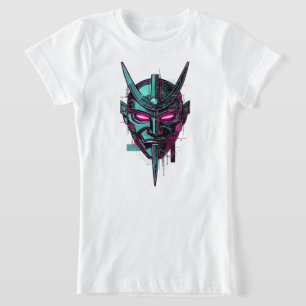 Camiseta Máscara Oni del Ciber-Samurái – Grap de Synthwave