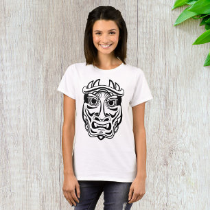 Camiseta Máscara Oni Japonesa Arte de Línea Tribal Demonio