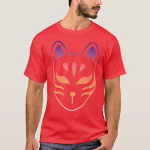 Camiseta máscara retro de kitsune de anime, zorro japonés T