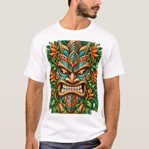 Camiseta Máscara Tiki de Helecho Esmeralda