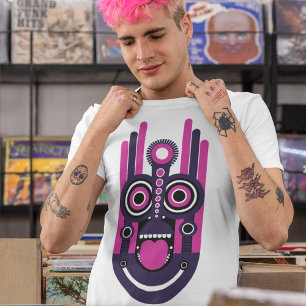 Camiseta Máscara Tiki Morada Y Rosa