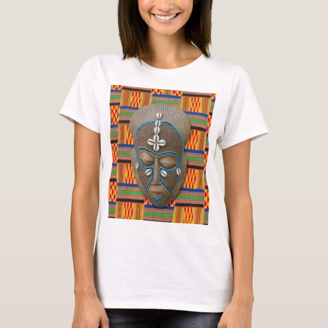 Camiseta Máscara Tribal Africana Kente Cloth T-Shirt (Anverso)