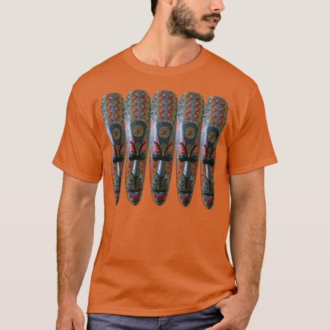 Camiseta Máscara tribal africana pintada a mano (Anverso)