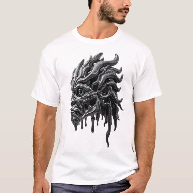 Camiseta Máscara Tribal Arte Metalizado Líquido (Anverso)