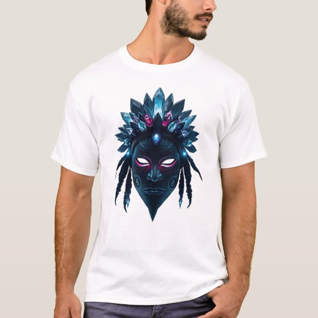 Camiseta Máscara tribal cósmica con corona asteroide (Anverso)