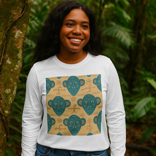 Camiseta Máscara Tribal Patrón de Cara Étnica Africana