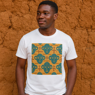 Camiseta Máscara Tribal Patrón de Cara Étnica Africana